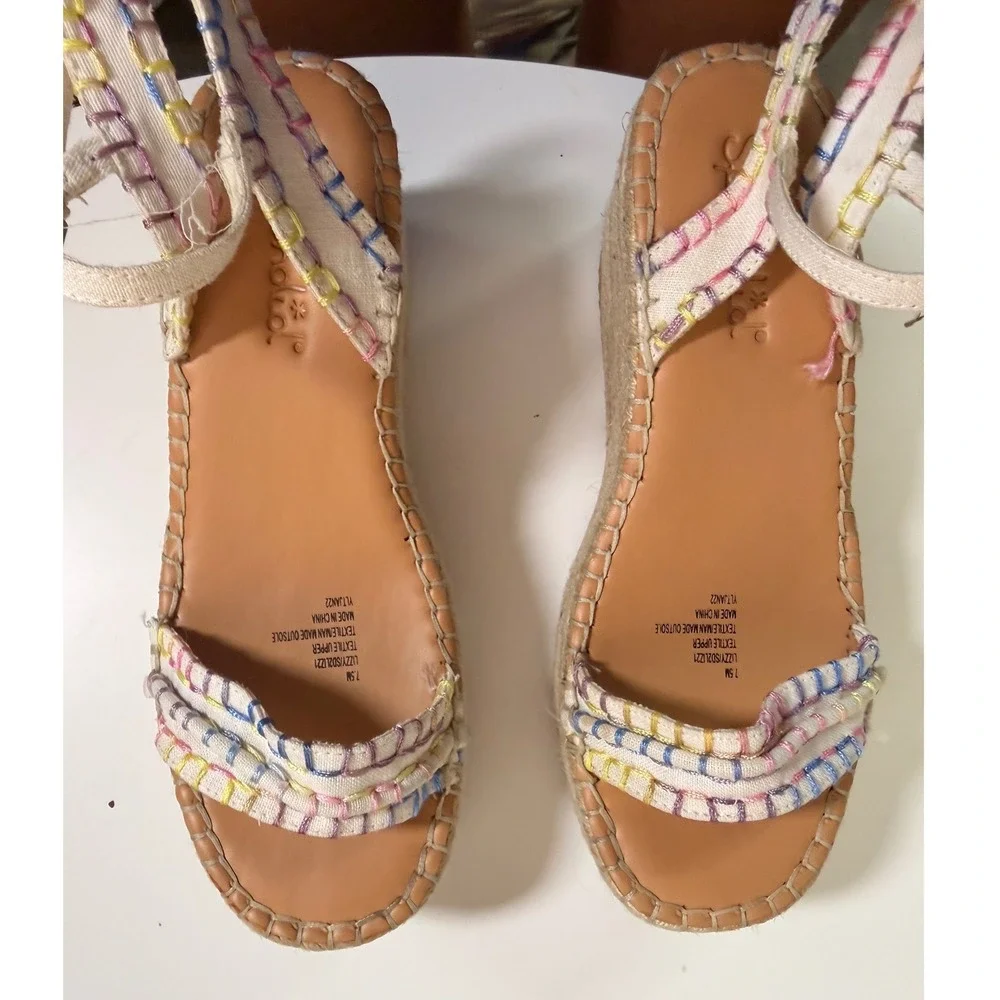Splendid Lizzy Espadrille Sandals Women 7.5 Cream Multi Excellent Wedge Platform